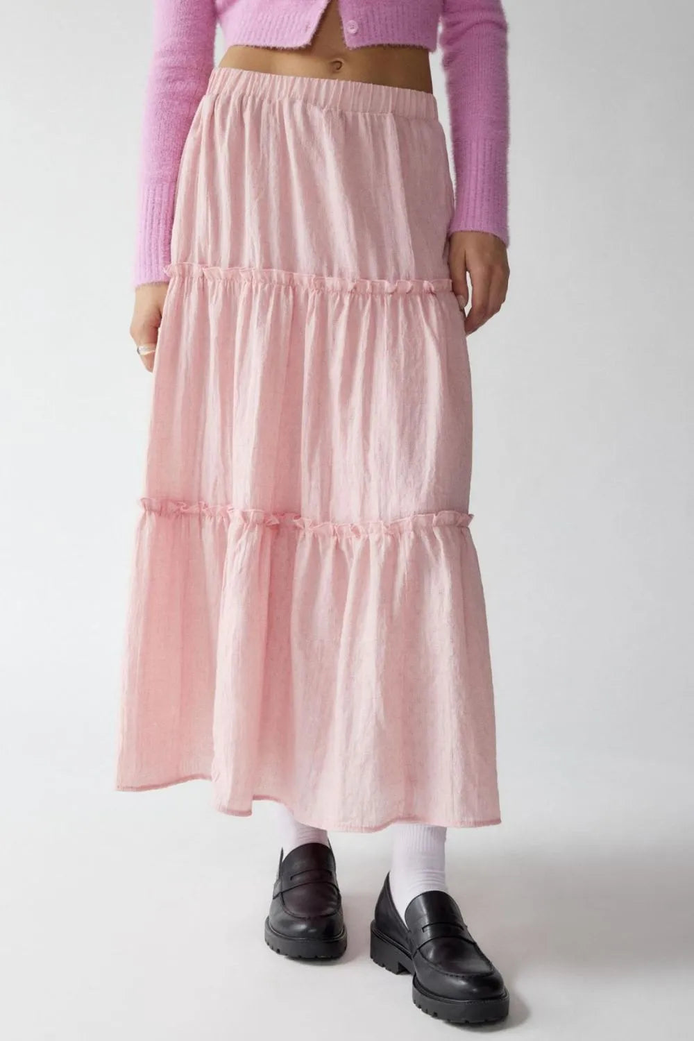 Chic Frill Elastic Waist Skirt for Effortless Style — view 14