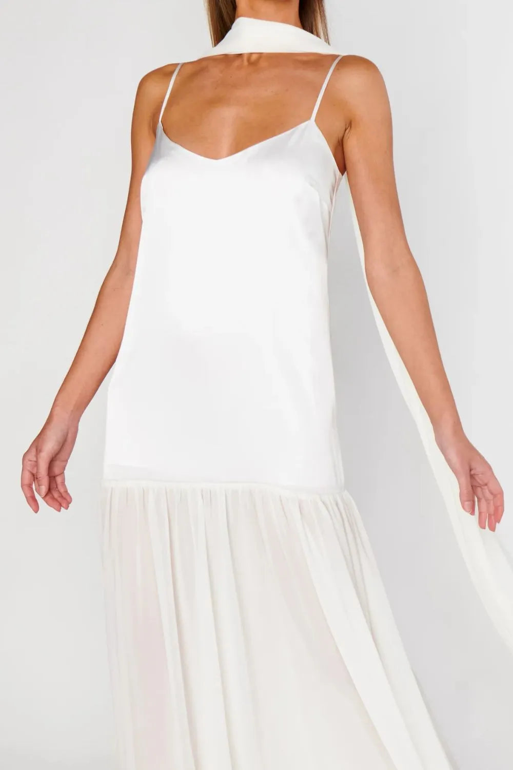 Adjustable Strap Maxi Cami Dress with Scarf — view 12