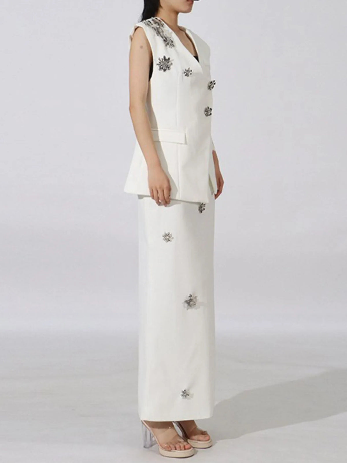 Stylish Flower Sleeveless Vest and Skirt Set for Effortless Elegance — view 10