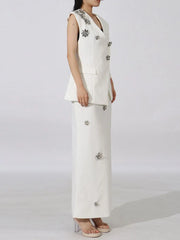 Stylish Flower Sleeveless Vest and Skirt Set for Effortless Elegance — view 10