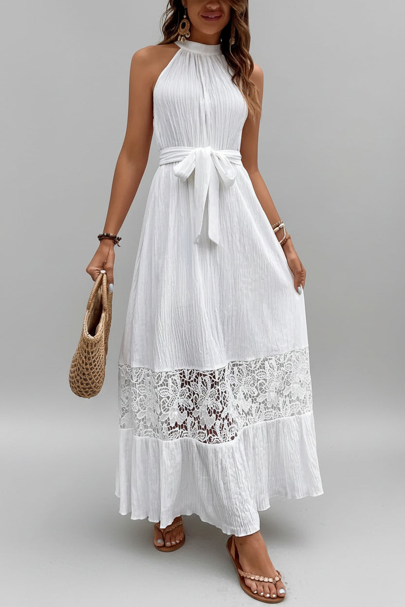 Lace Detail Sleeveless Maxi Cami Dress - Elegant & Timeless