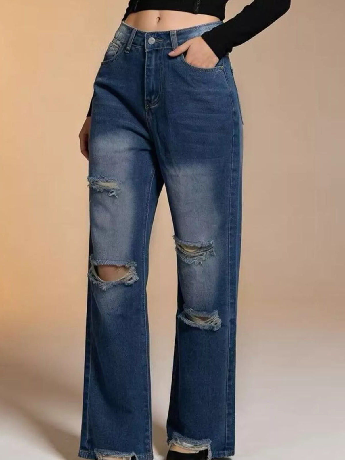 Distressed Wide Leg Jeans for Effortless Style and Comfort — view 6