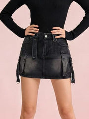 Washed Cargo Denim Skirt - Versatile Style Meets Comfort — view 6