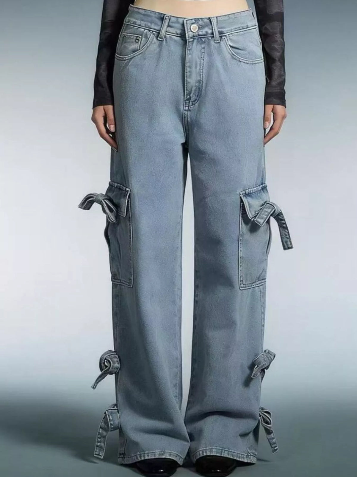 Bow Wide Leg Jeans - Elevate Your Style with Comfort — view 7