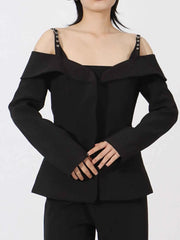 Ruffled Cold Shoulder Long Sleeve Outerwear — view 3