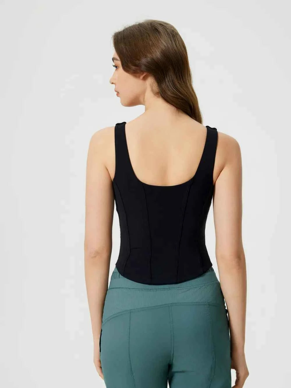Round Neck Wide Strap Active Tank with Detachable Chest Pads — view 16