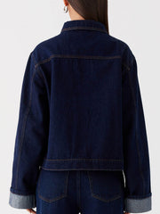 Button Down Cropped Oversized Denim Jacket — view 18