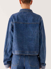 Button Down Cropped Oversized Denim Jacket — view 4