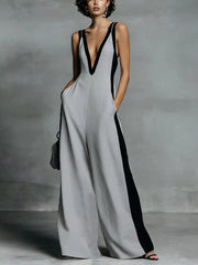 Deep V-Neck Wide-Leg Jumpsuit — view 6