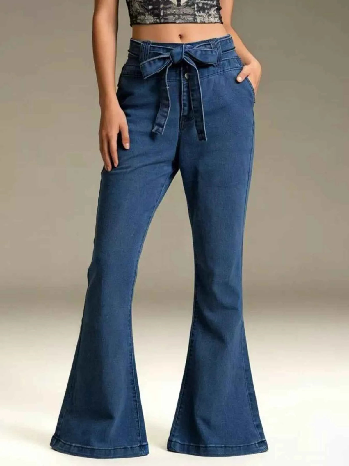 Bow-Tie High-Waisted Flare Jeans: Elevate Your Style — view 4