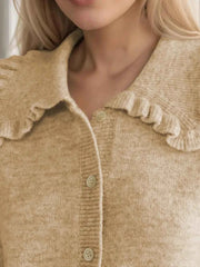 Button Up Long Sleeve Cardigan with Peter Pan Collar — view 3