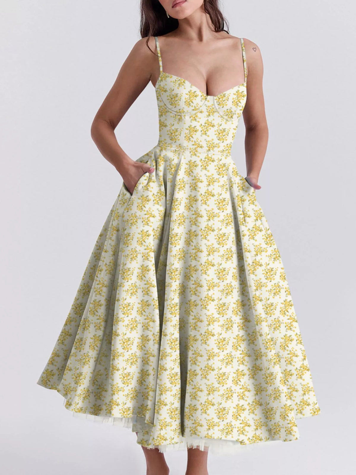 Sweetheart Neck A-Line Midi Dress — view 20