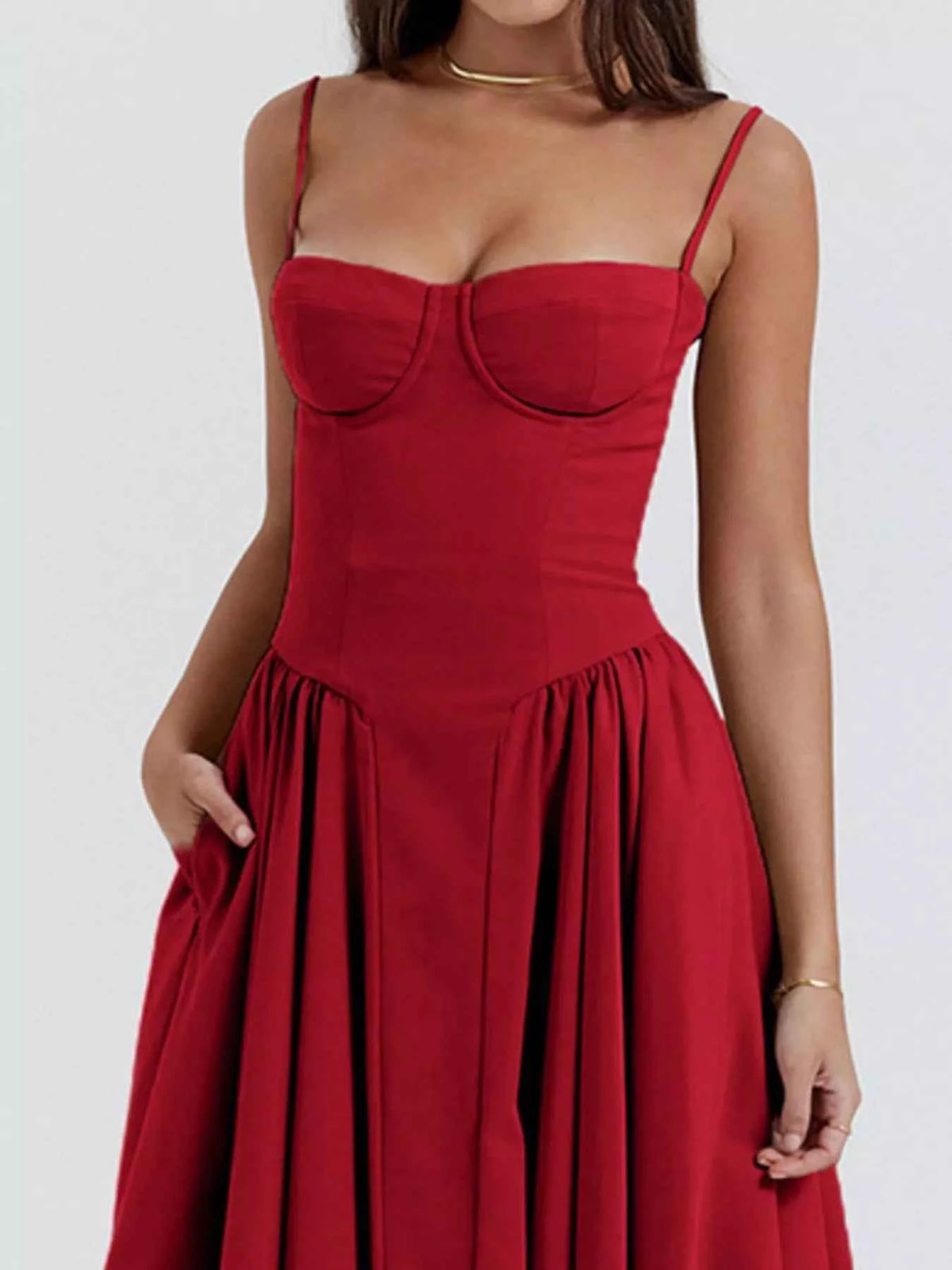 Sweetheart Neck Spaghetti Strap Midi Dress — view 2