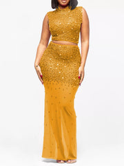 Rhinestone Sleeveless Top and Skirt Set — view 6