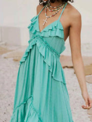 Chic Ruffled Halter Neck Maxi Dress for Effortless Style — view 31
