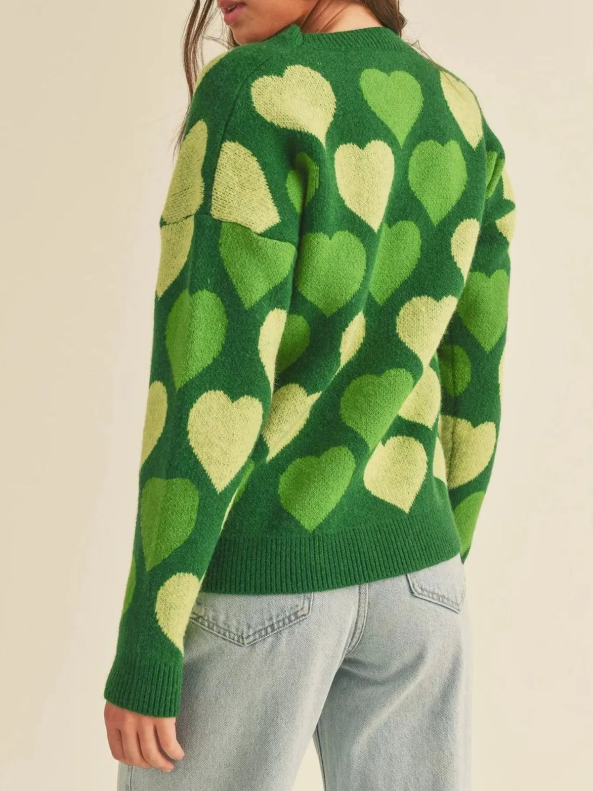 Heart Ribbed Hem Long Sleeve Sweater — view 6