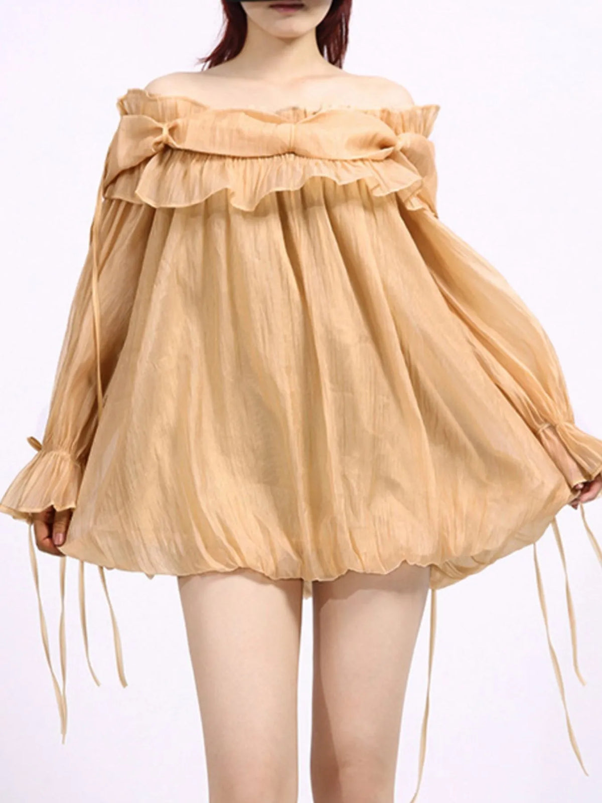 Ruffled Off-Shoulder Flounce Sleeve Dress — view 14