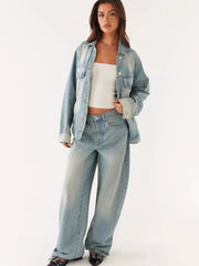 Button Up Denim Jacket and Jeans Set - Effortless Style — view 8