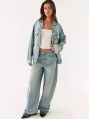 Button Up Denim Jacket and Jeans Set - Effortless Style — view 4