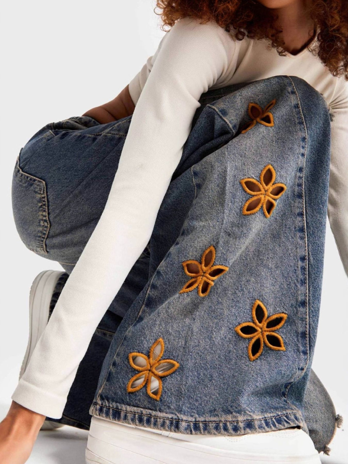 Floral Embroidered Wide Leg Jeans - Elevate Your Style — view 5