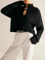 Keyhole Cable-Knit Sweater — view 4