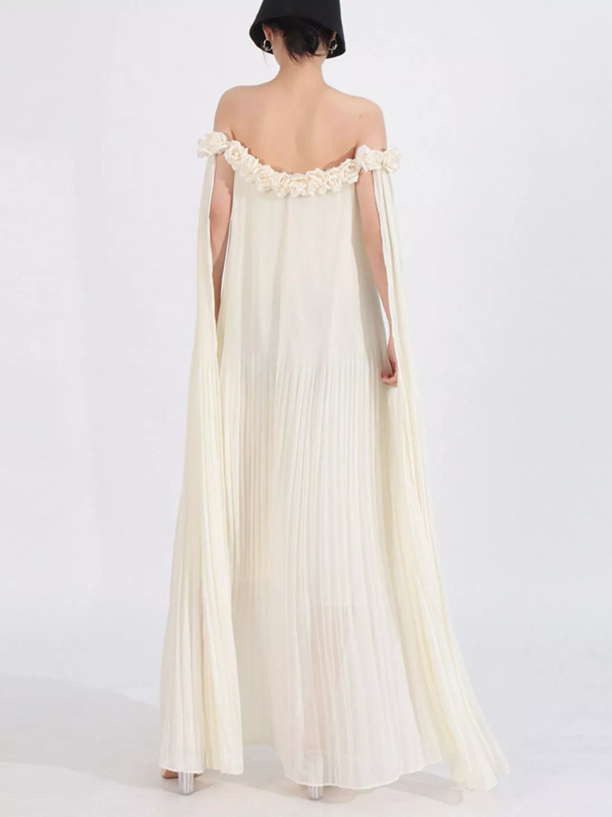 Off-Shoulder Floral Pleated Maxi Dress — view 6