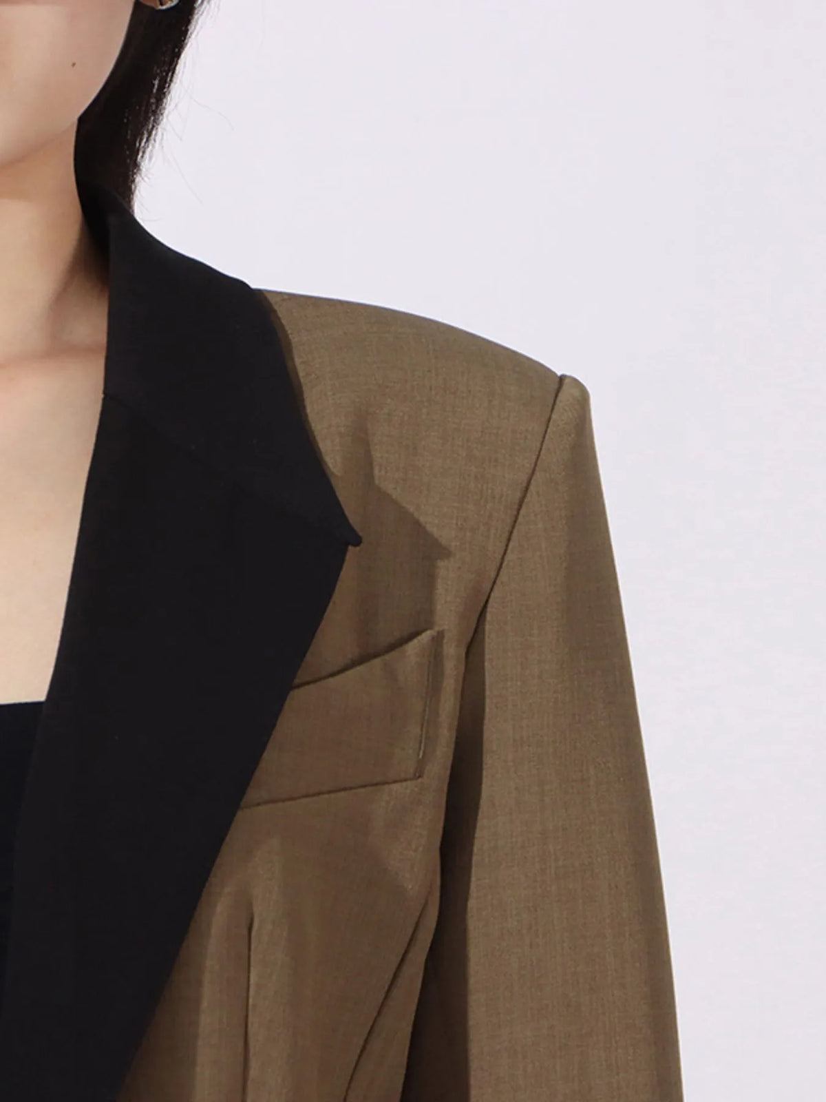 Contrast Lapel Collar Long Sleeve Blazer — view 7