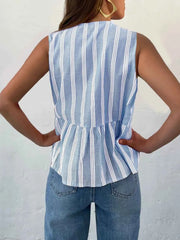 Tied Striped Round Neck Tank — view 2