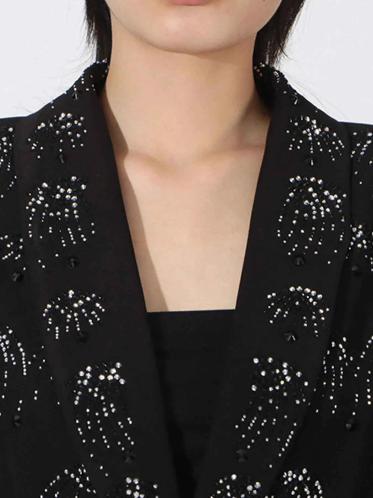 Rhinestone Button Down Long Sleeve Blazer — view 4