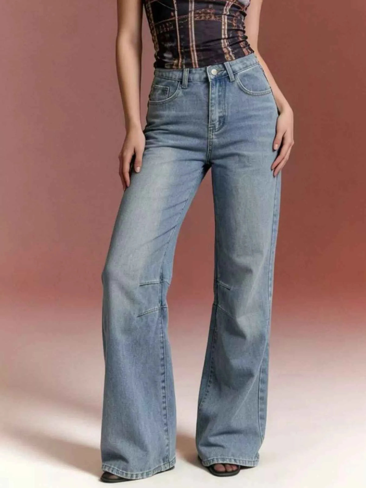 Wide Leg Wash Jeans - Effortless Style and Comfort — view 2