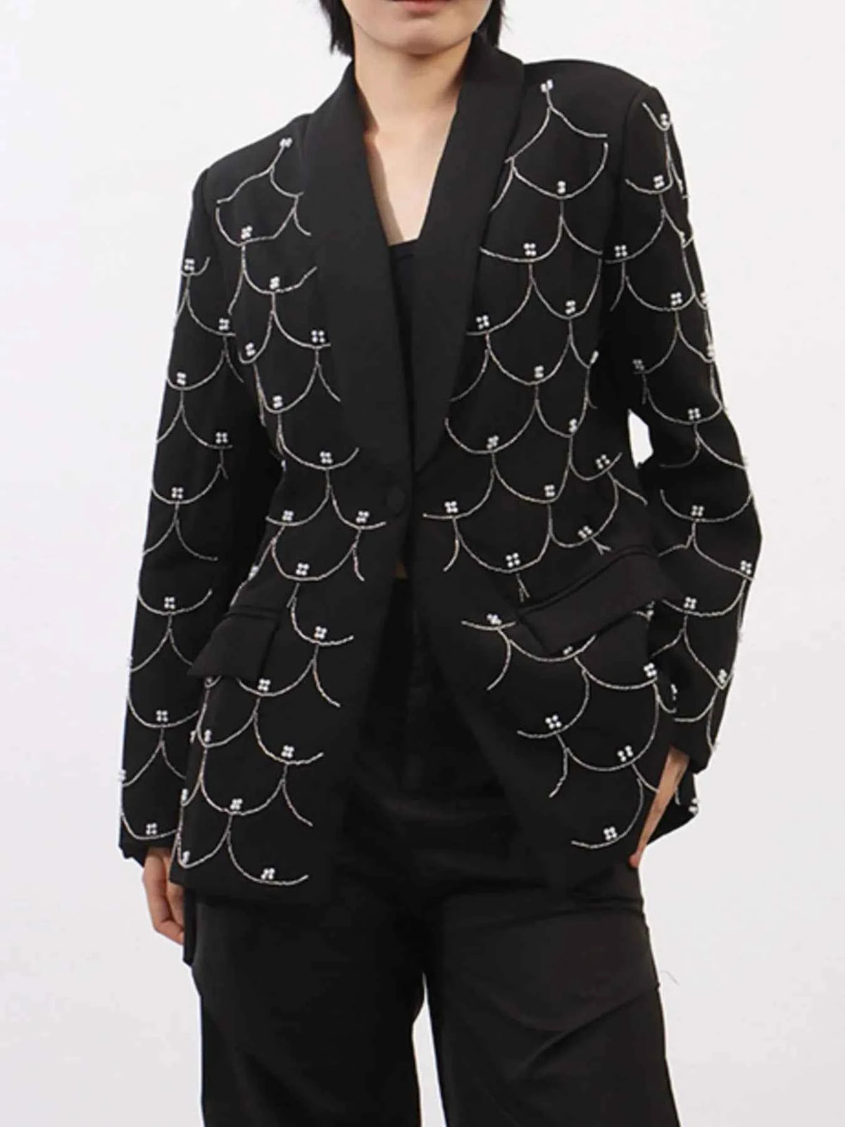 Pearl Detail Long Sleeve Blazer — view 1
