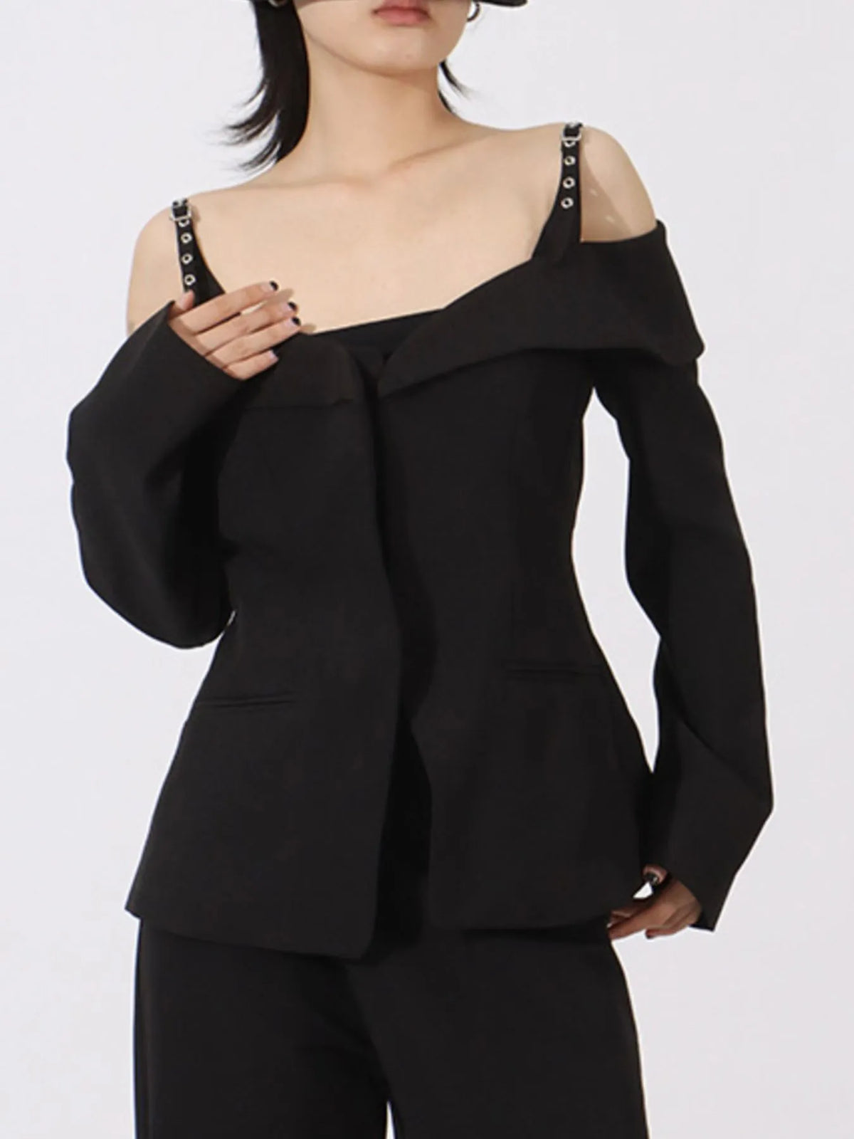 Ruffled Cold Shoulder Long Sleeve Outerwear — view 6
