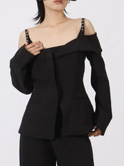 Ruffled Cold Shoulder Long Sleeve Outerwear — view 6