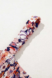 Floral Print Smocked High Waist Square Neck Jumpsuit — view 4