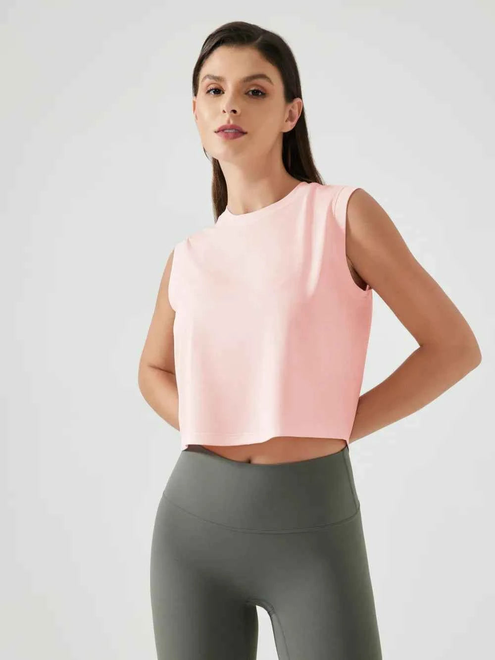 Round Neck Cropped Active Tank - Comfort Meets Style — view 3