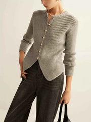 Ribbed Knit Button-Down Cardigan — view 4