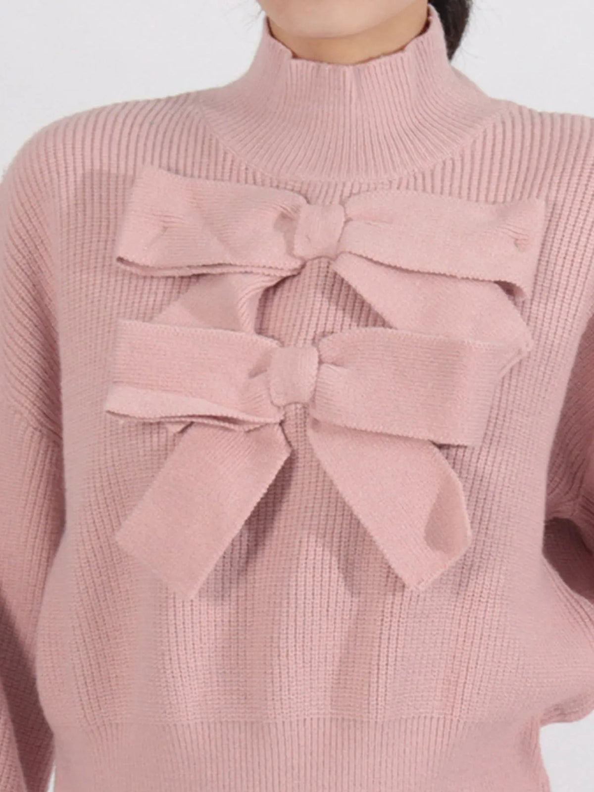Bow Front Turtleneck Long Sleeve Sweater — view 7