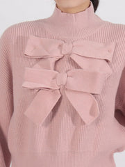 Bow Front Turtleneck Long Sleeve Sweater — view 7