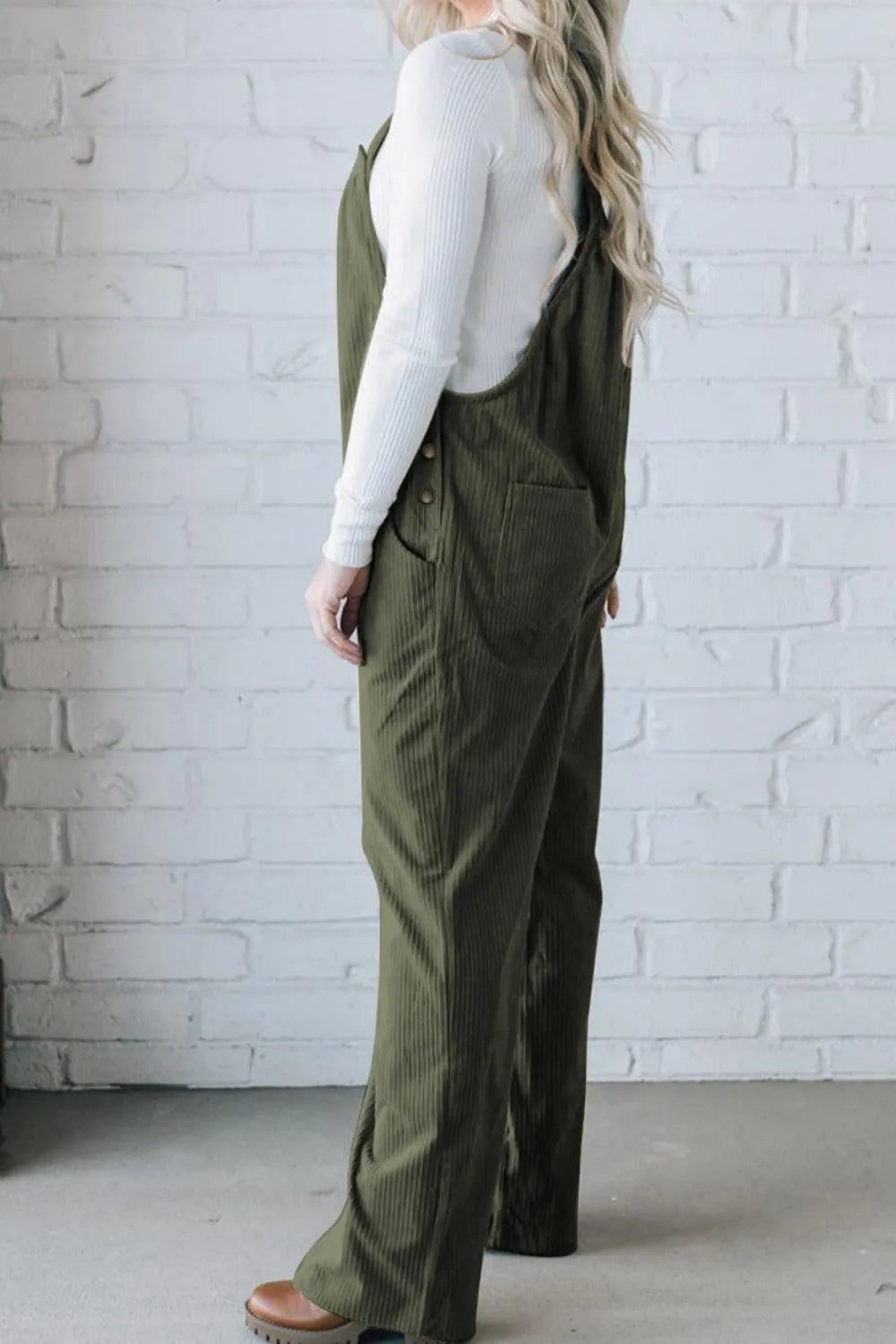 Square Neck Wide Strap Overalls — view 11