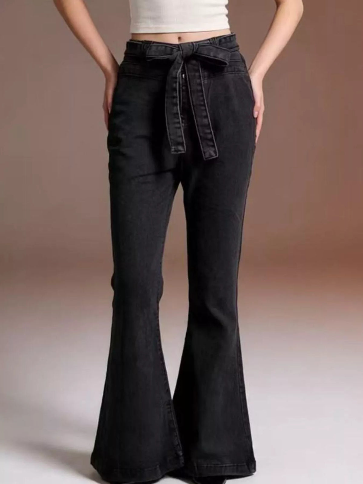 Bow-Tie High-Waisted Flare Jeans: Elevate Your Style — view 9