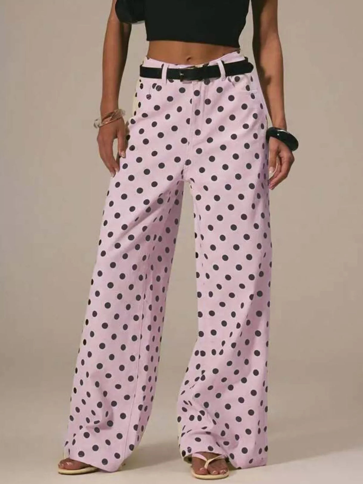 Polka Dot Wide Leg Jeans - A Stylish Twist on Classic Denim — view 7