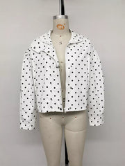 Polka Dot Zip Up Cropped Jacket — view 11