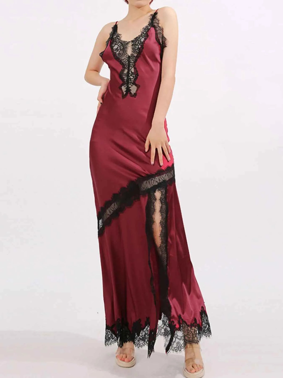 Slit Lace Detail Maxi Cami Dress — view 1