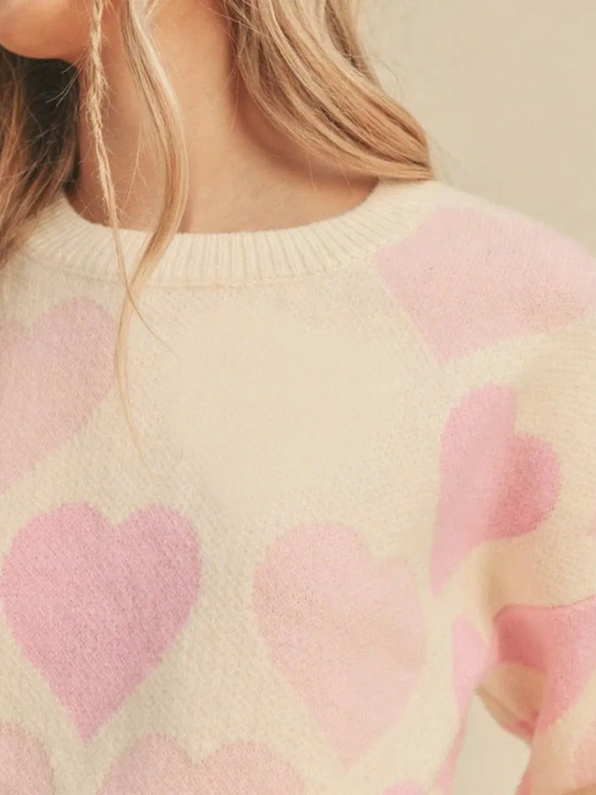 Heart Ribbed Hem Long Sleeve Sweater — view 20