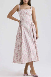 Floral Square Neck Wide Strap Midi Dress — view 1