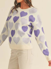 Heart Ribbed Hem Long Sleeve Sweater — view 8