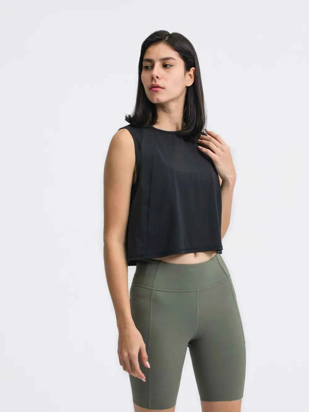 Round Neck Cropped Active Tank for Ultimate Comfort — view 21