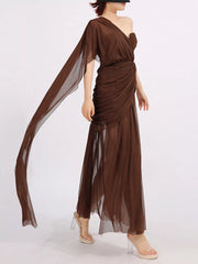 One-Shoulder Flowy Mesh Dress — view 4