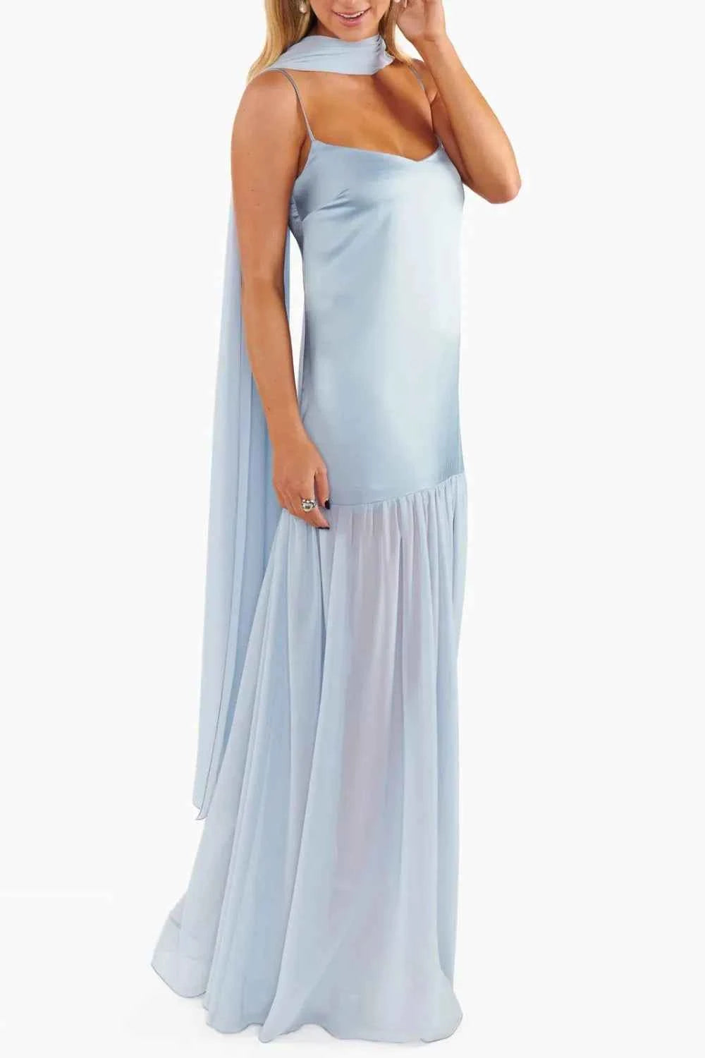 Adjustable Strap Maxi Cami Dress with Scarf — view 4