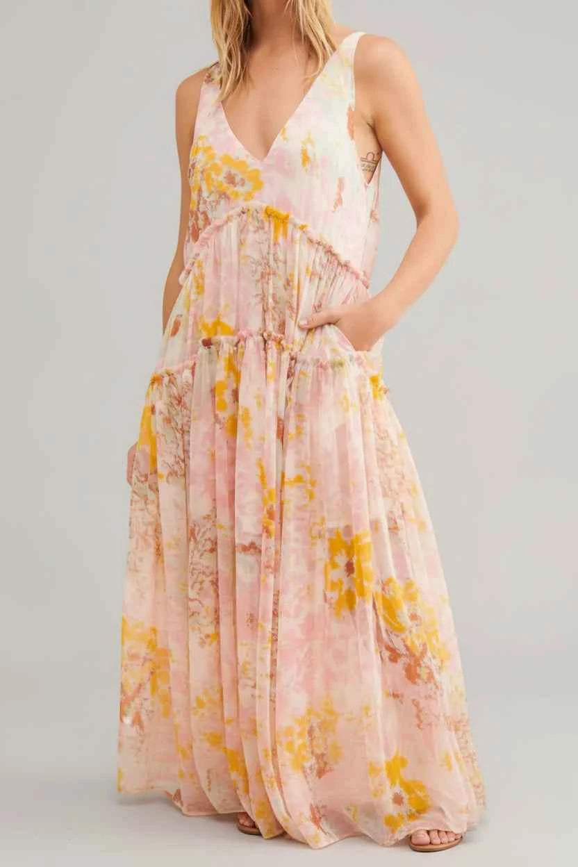 Printed V-Neck Sleeveless Dress — view 2